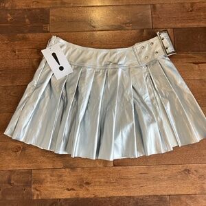 Silver Pleated Mini Skirt